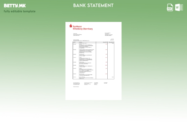 Модерен стил на шаблон за збор за извод од банкарски извод од Германија Sparkass